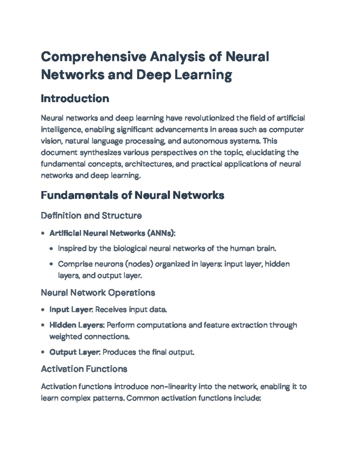 Comprehensive Analysis of Neural Networks and Deep Learning Techniques ...