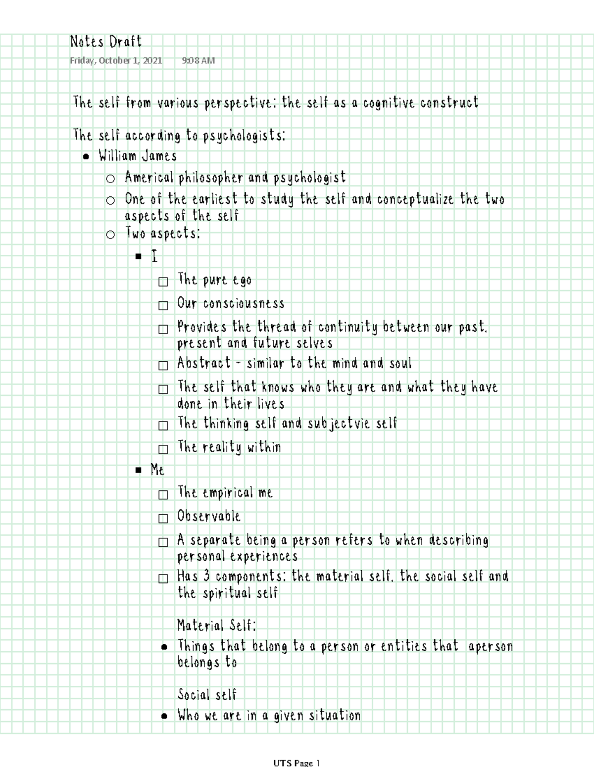 UTS MOD 3 Lecture Notes: Understanding The Self and Identity Concepts ...