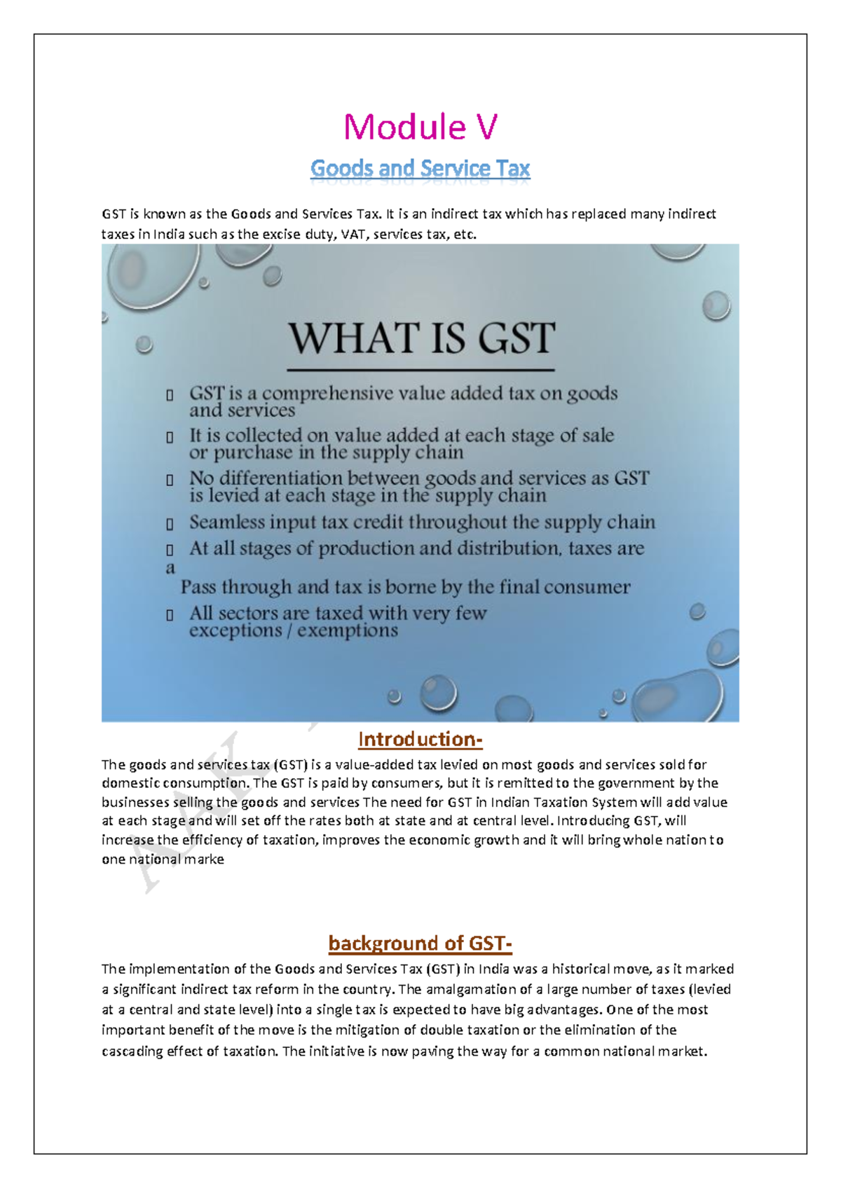 Module V: Understanding GST - Key Concepts and Implications - Studocu