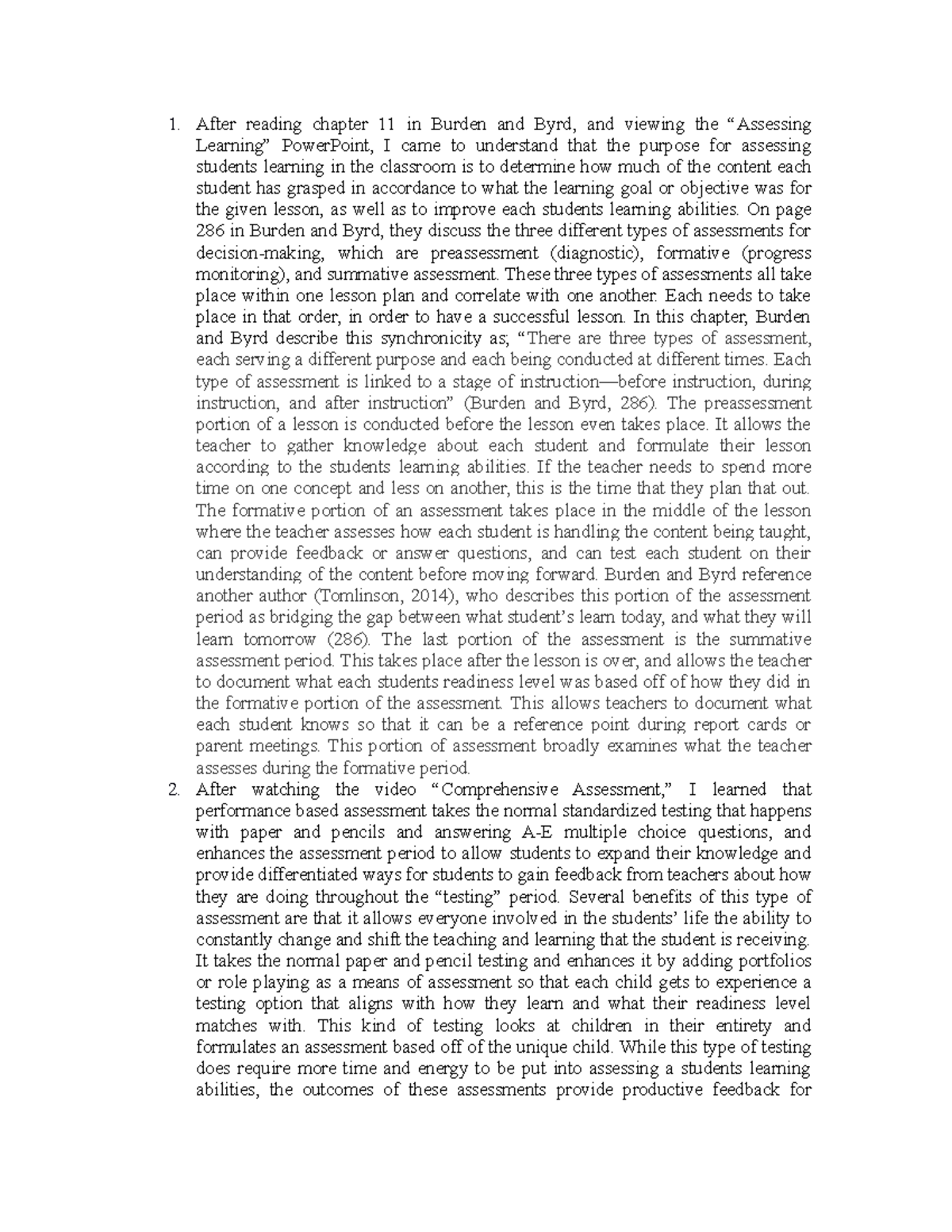 Eduu 512 Week 6 Journal: Understanding Assessment Types in Education ...