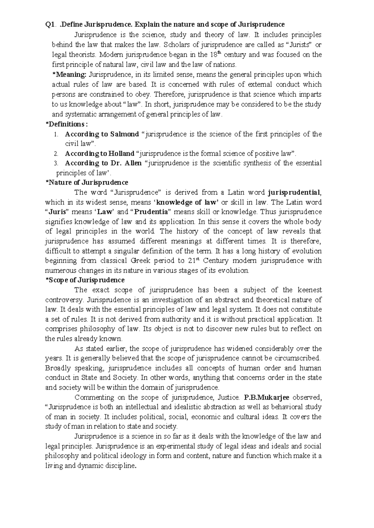JUR 101: Comprehensive Guide to Jurisprudence, Legal Realism, and Sociological Schools - Document Preview