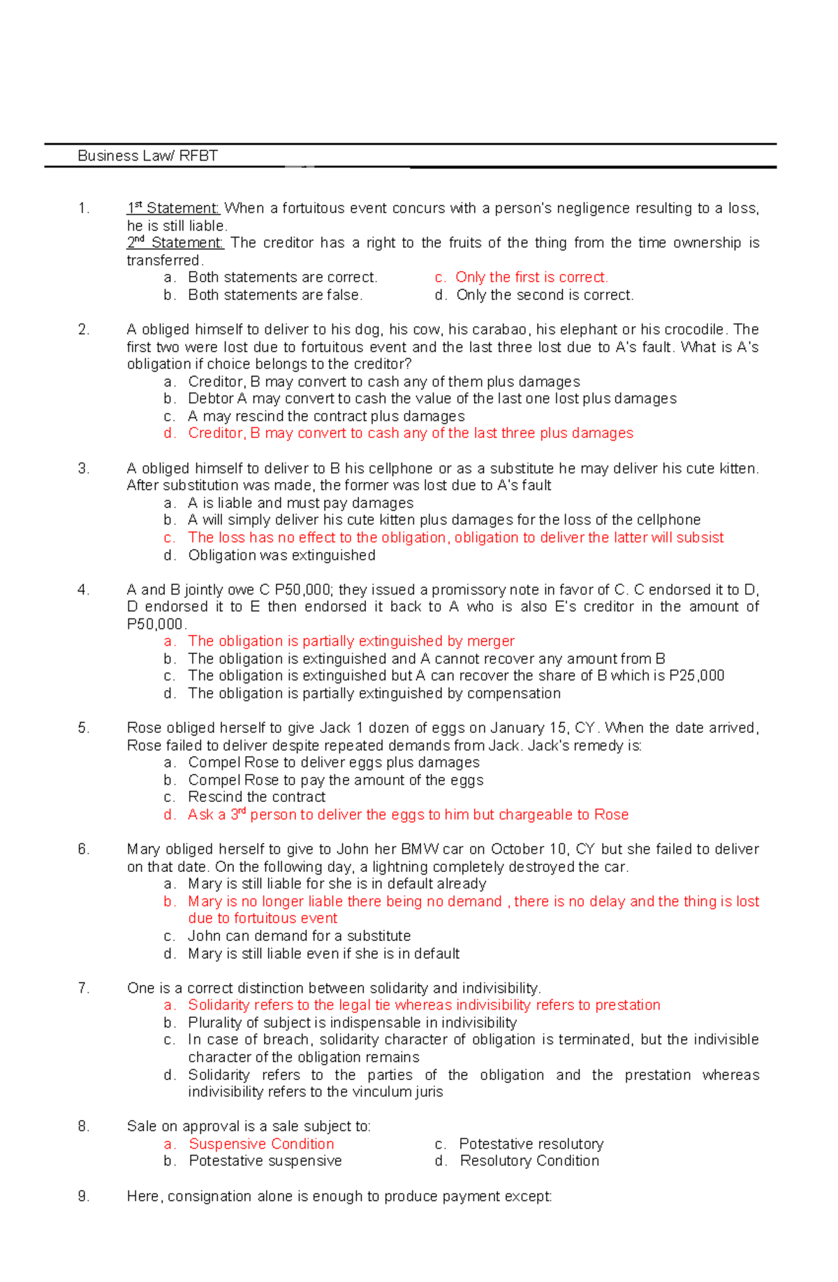 Business Law RFBT: Key Concepts and Case Scenarios - Studocu