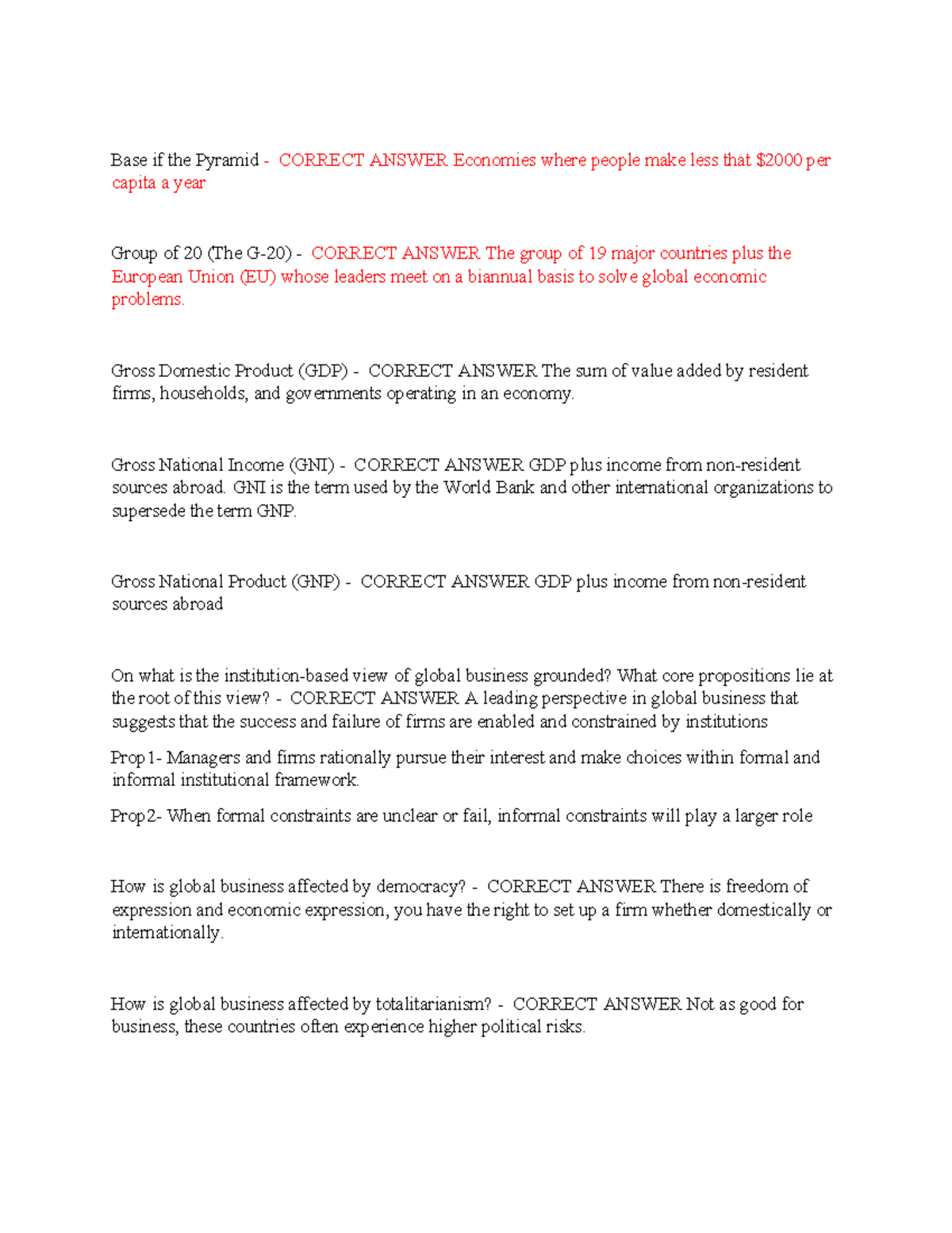 C211 Chapter 2 Study Guide: Global Business and Economic Concepts - Studocu