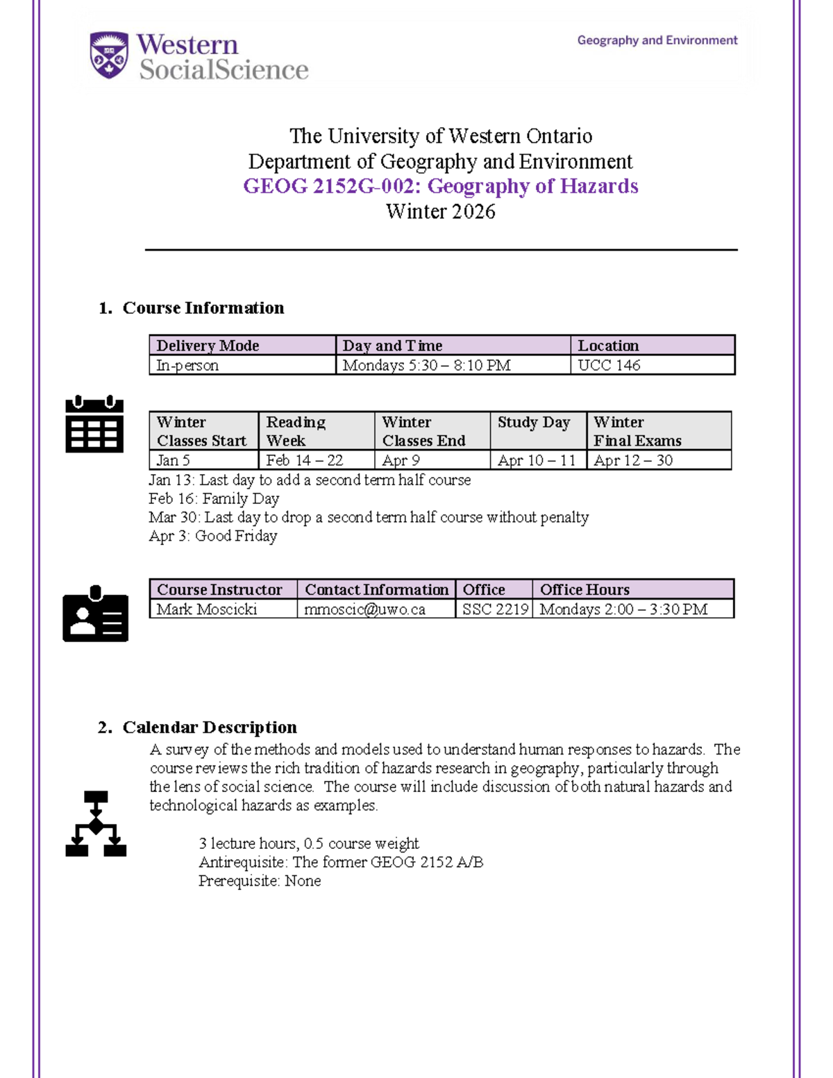 GEOG 2152G-002 Geography of Hazards Course Outline Winter 2026 - Studocu