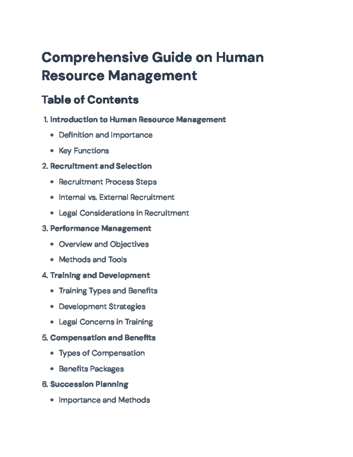 Comprehensive Human Resource Management Guide for Course HR101 ...