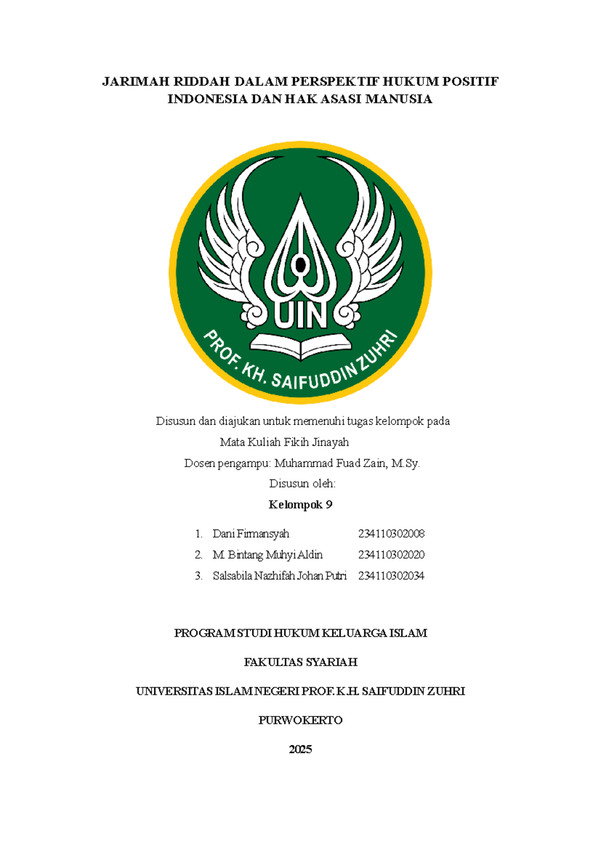 JARIMAH RIDDAH: HUKUM POSITIF INDONESIA & HAK ASASI MANUSIA (FIKIH ...