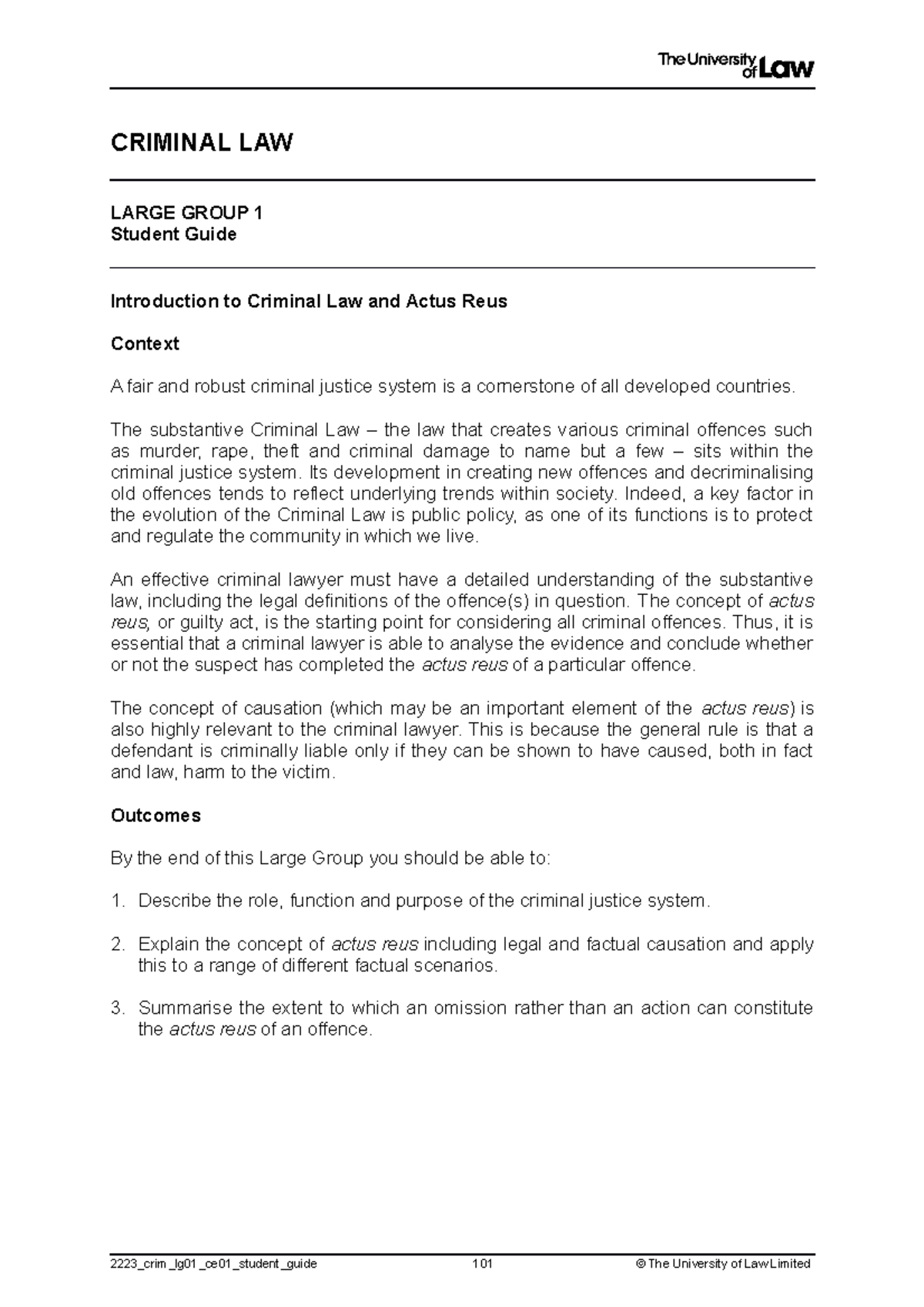 2223 crim lg01 ce01 student guide - CRIMINAL LAW LARGE GROUP 1 Student ...