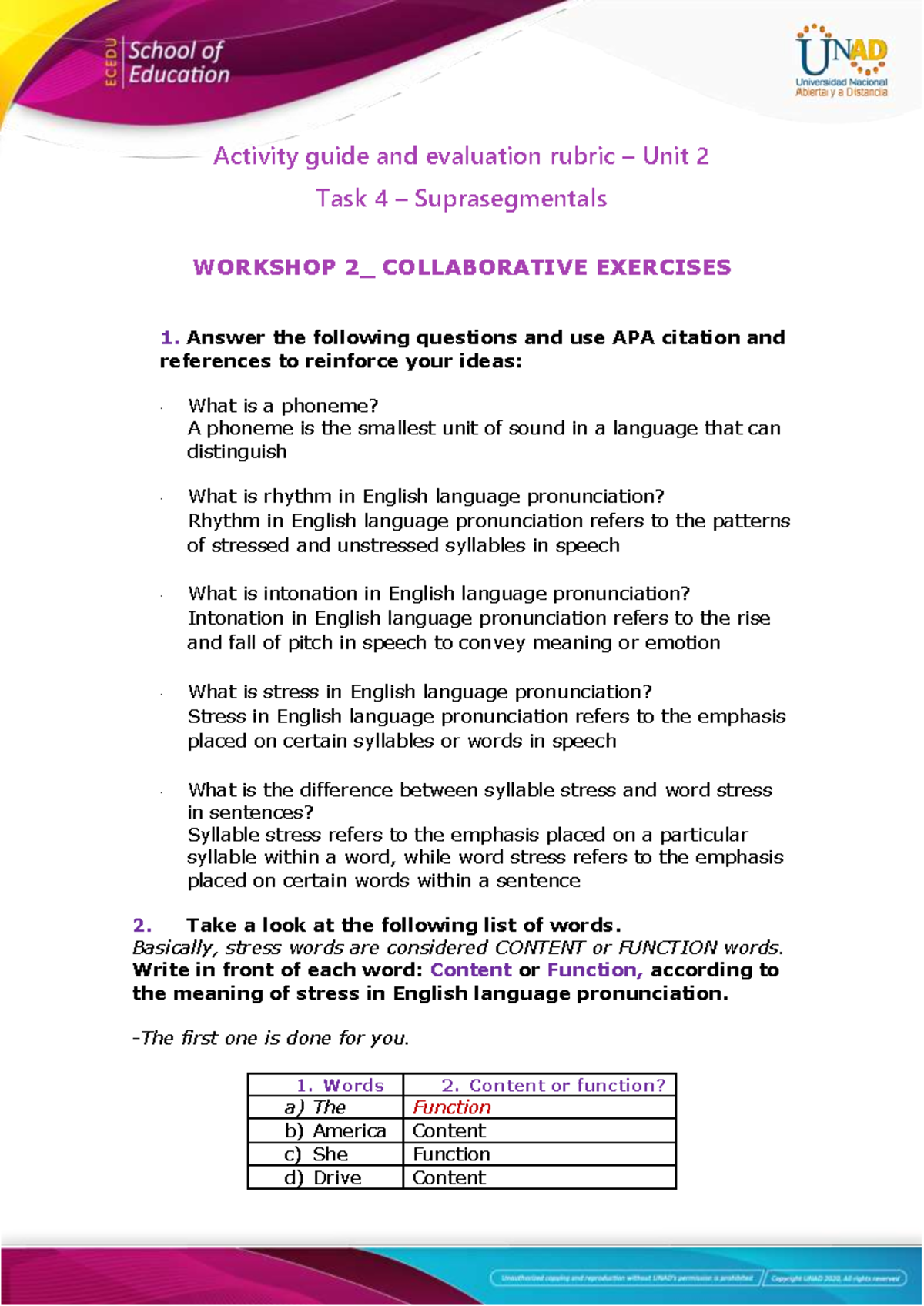 Anexo 2 - WORKSHOP 2: Collaborative Exercises on Suprasegmentals - Studocu