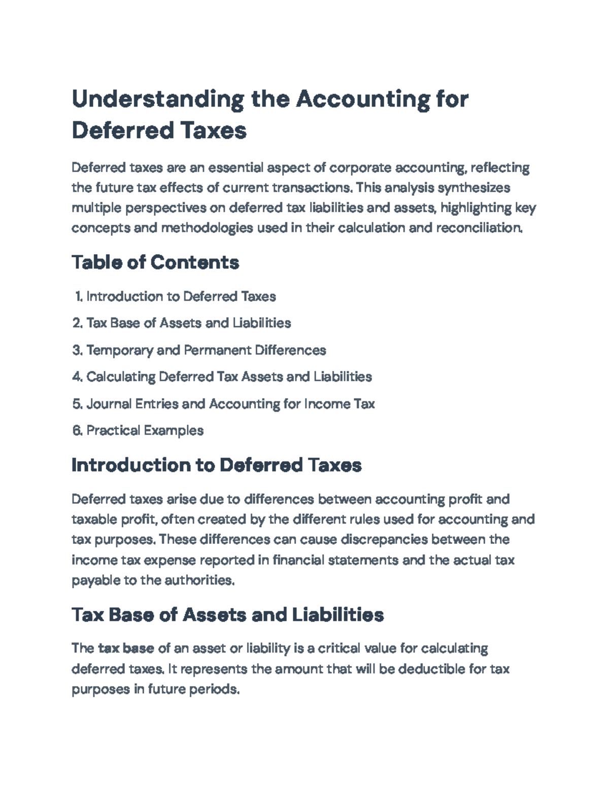 Understanding Deferred Taxes: Key Concepts & Applications (ACC 101 ...