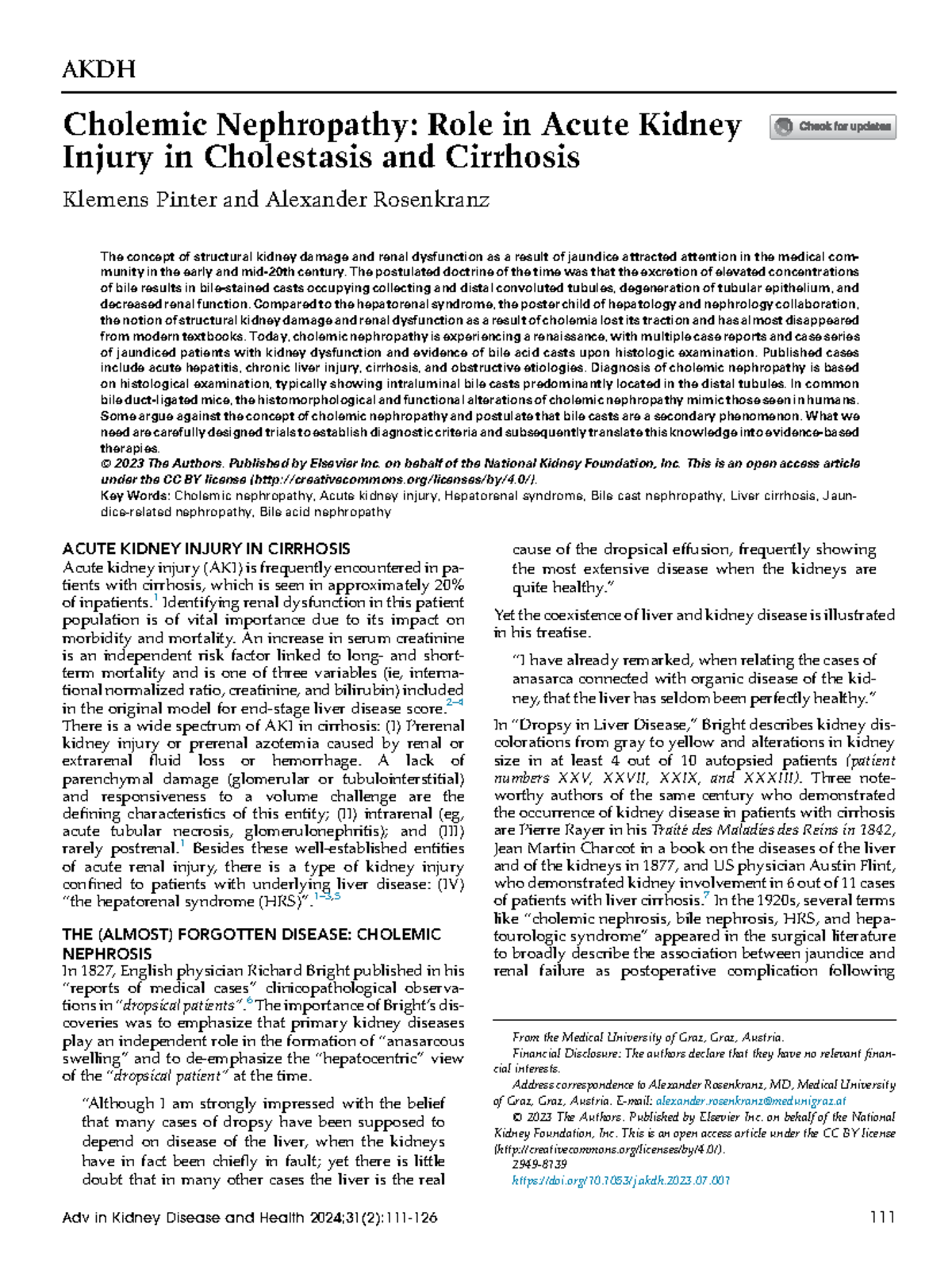 AKDH Cholemic Nephropathy: Insights into Acute Kidney Injury Mechanisms ...