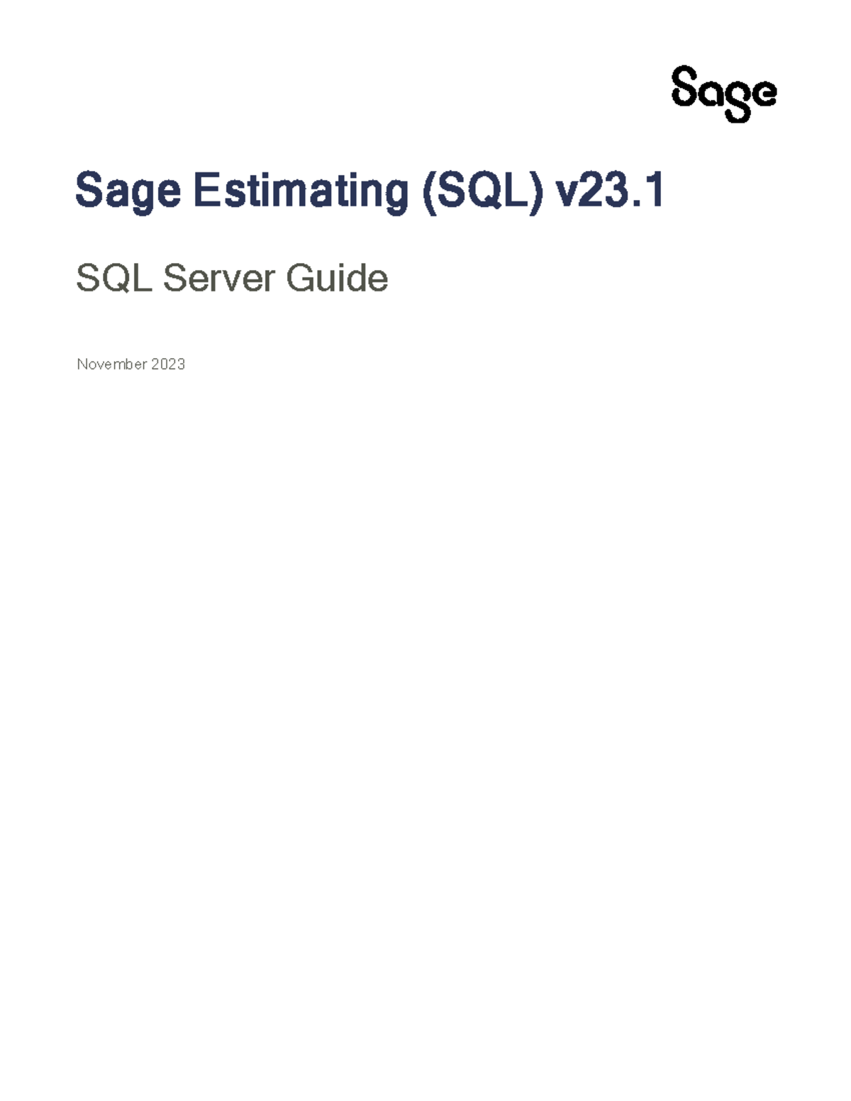 Sage Estimating SQLServer Guide - Sage Estimating (SQL) v23. SQL Server ...