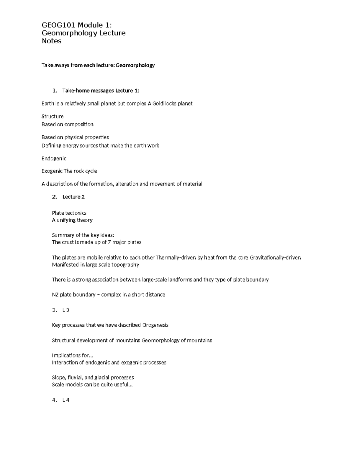 GEOG101 Geomorphology Exam Study Notes: Key Concepts & Takeaways - Studocu