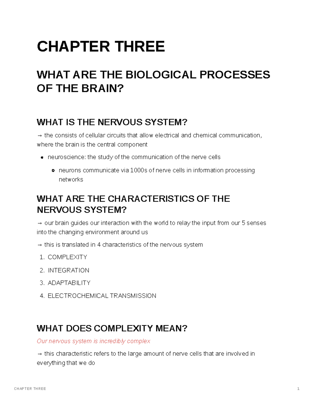 PSY100Y5 Chapter 3 Biological Processes and Nervous System Notes - Studocu