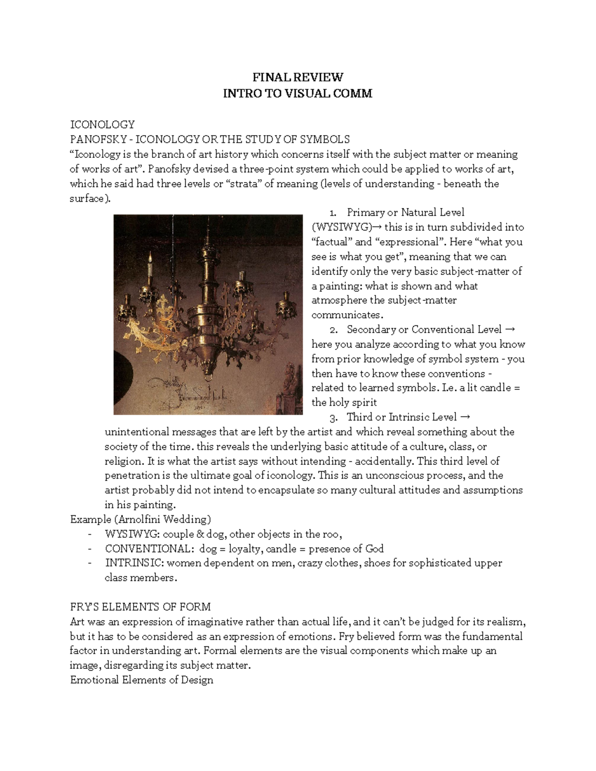 Final Review - Iconology and Cultural Analysis in Visual Culture - Studocu