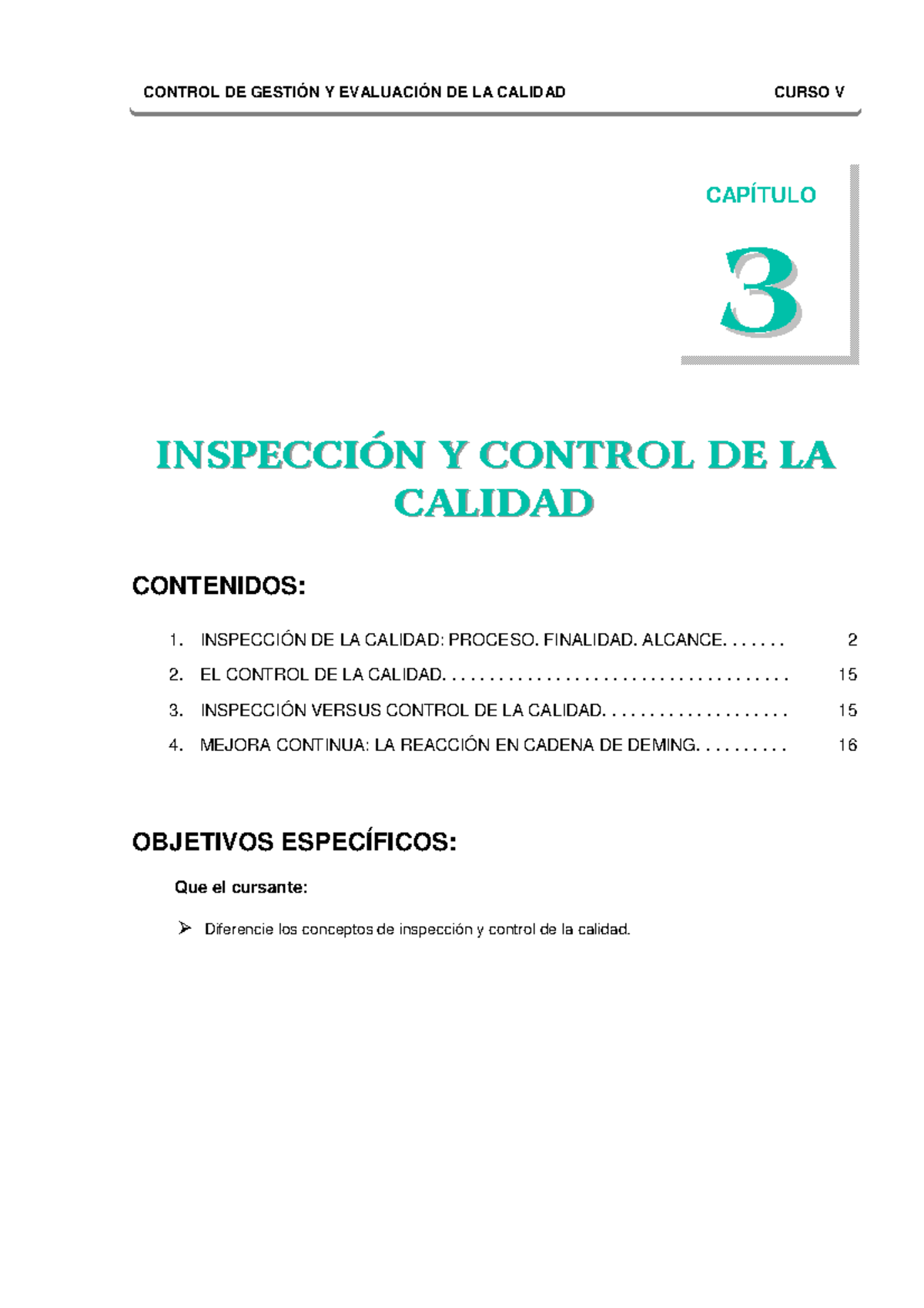 Control de gestión y evaluación de la calidad curso V capítulo 3 ...