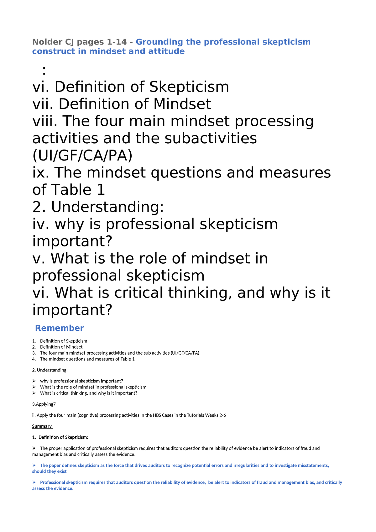 Grounding Professional Skepticism in Mindset and Attitude (ACCT 101 ...