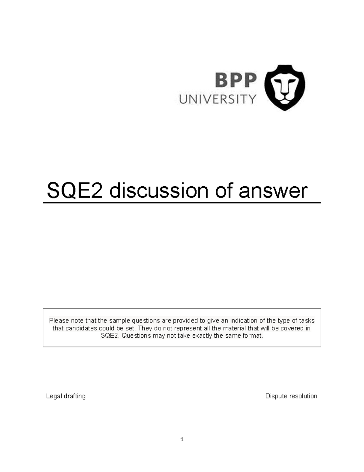 Dispute Resolution Drafting Template for SQE2 Assessment - Studocu