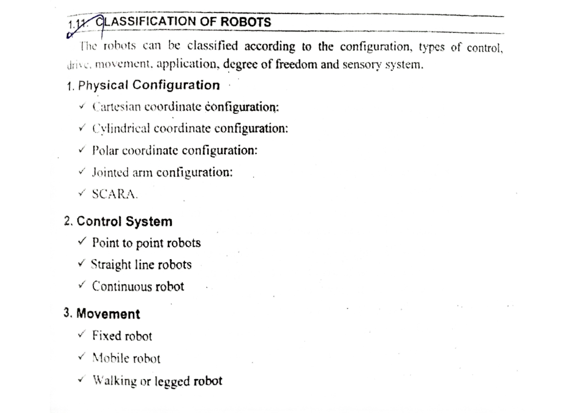 Classification of Robots: Types, Control, and Movement Overview - Studocu