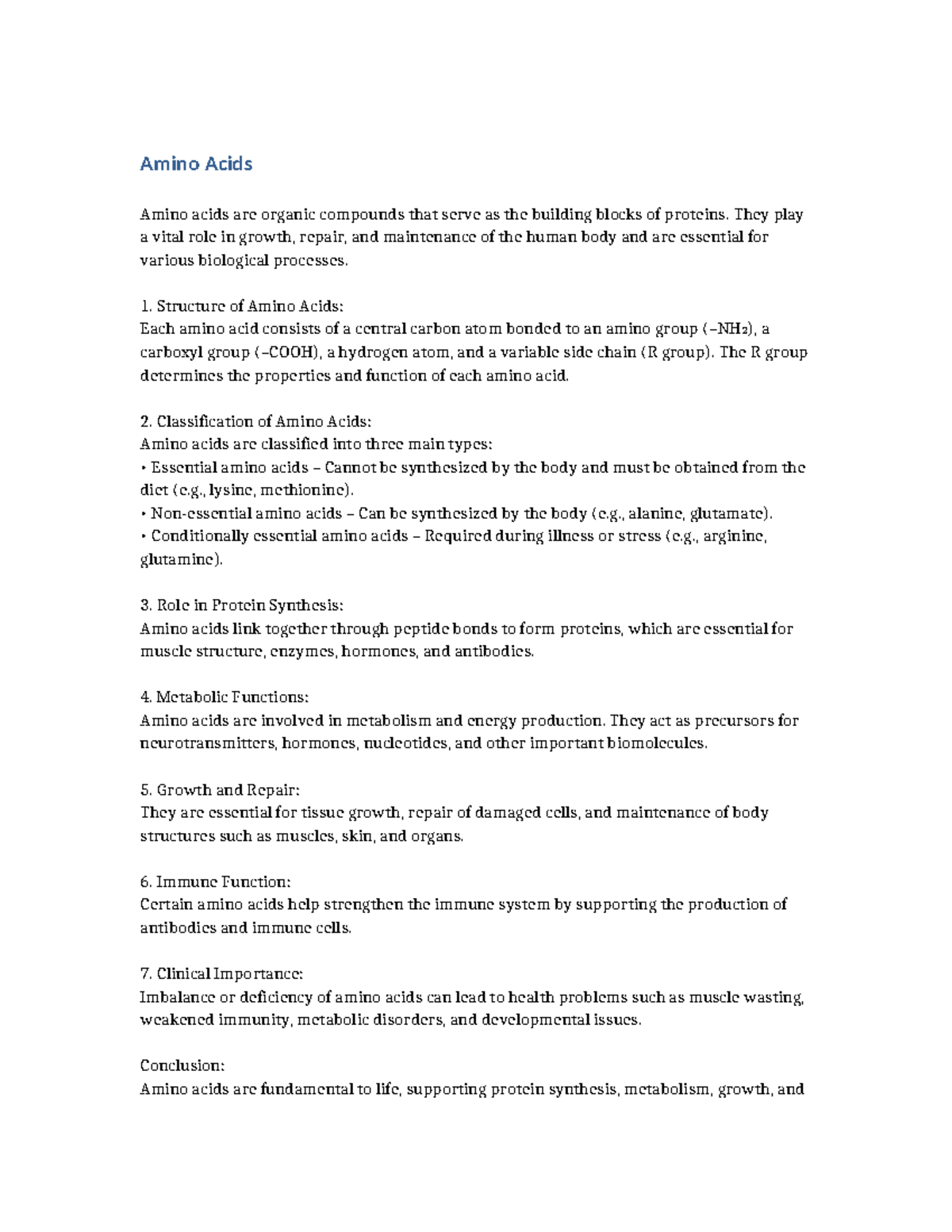 Amino Acids - Essential Notes for Understanding Their Role in Biology ...