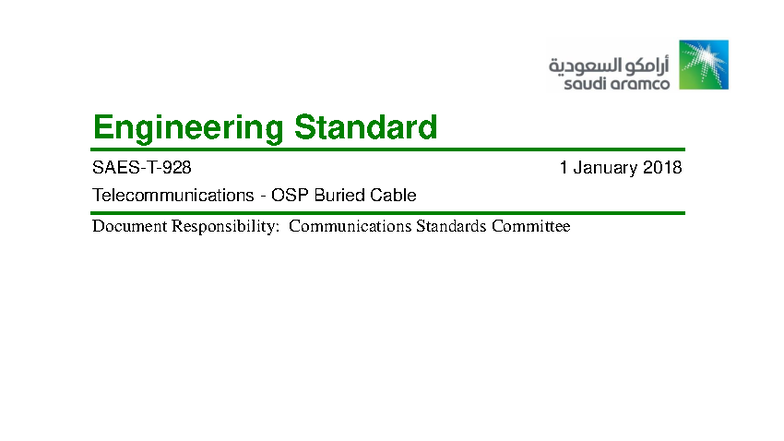 SAES-T-928: Telecommunications OSP Buried Cable Standards (Jan 2018 ...