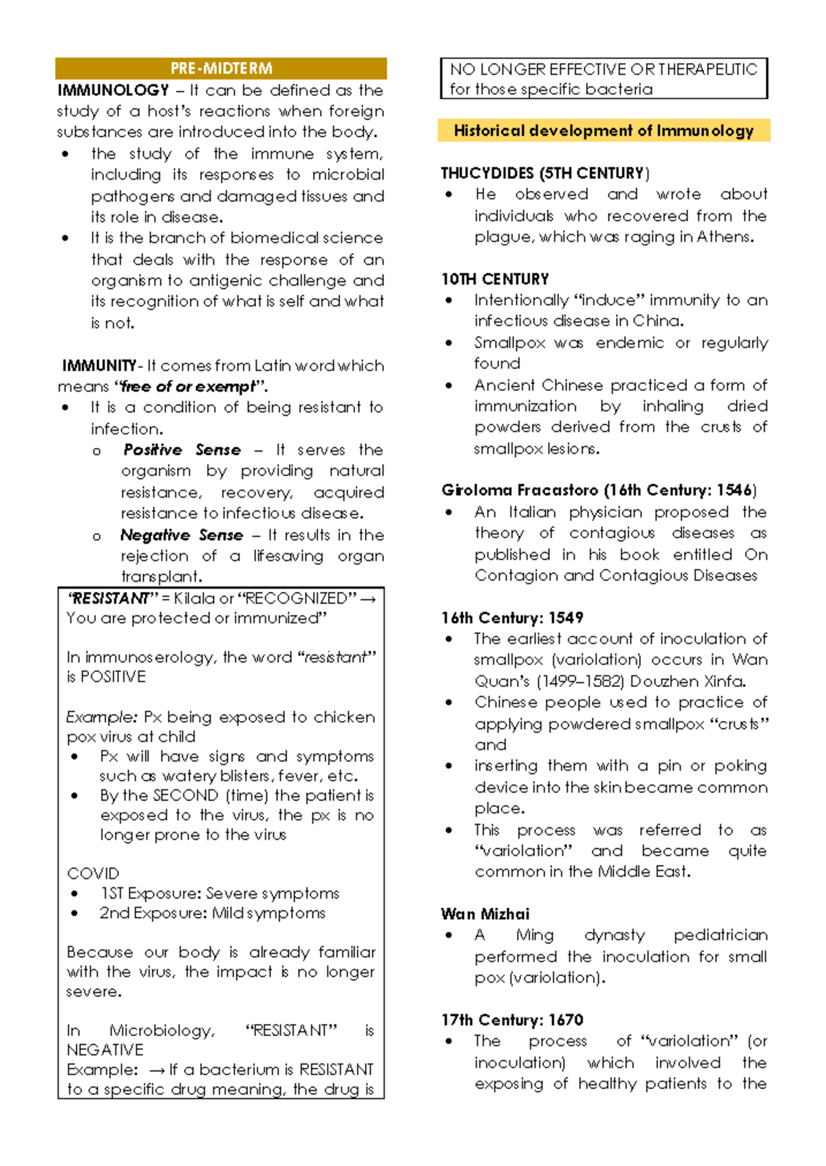 IMMUNOLOGY (IMMU 101): Comprehensive Study Notes on Immune Responses ...