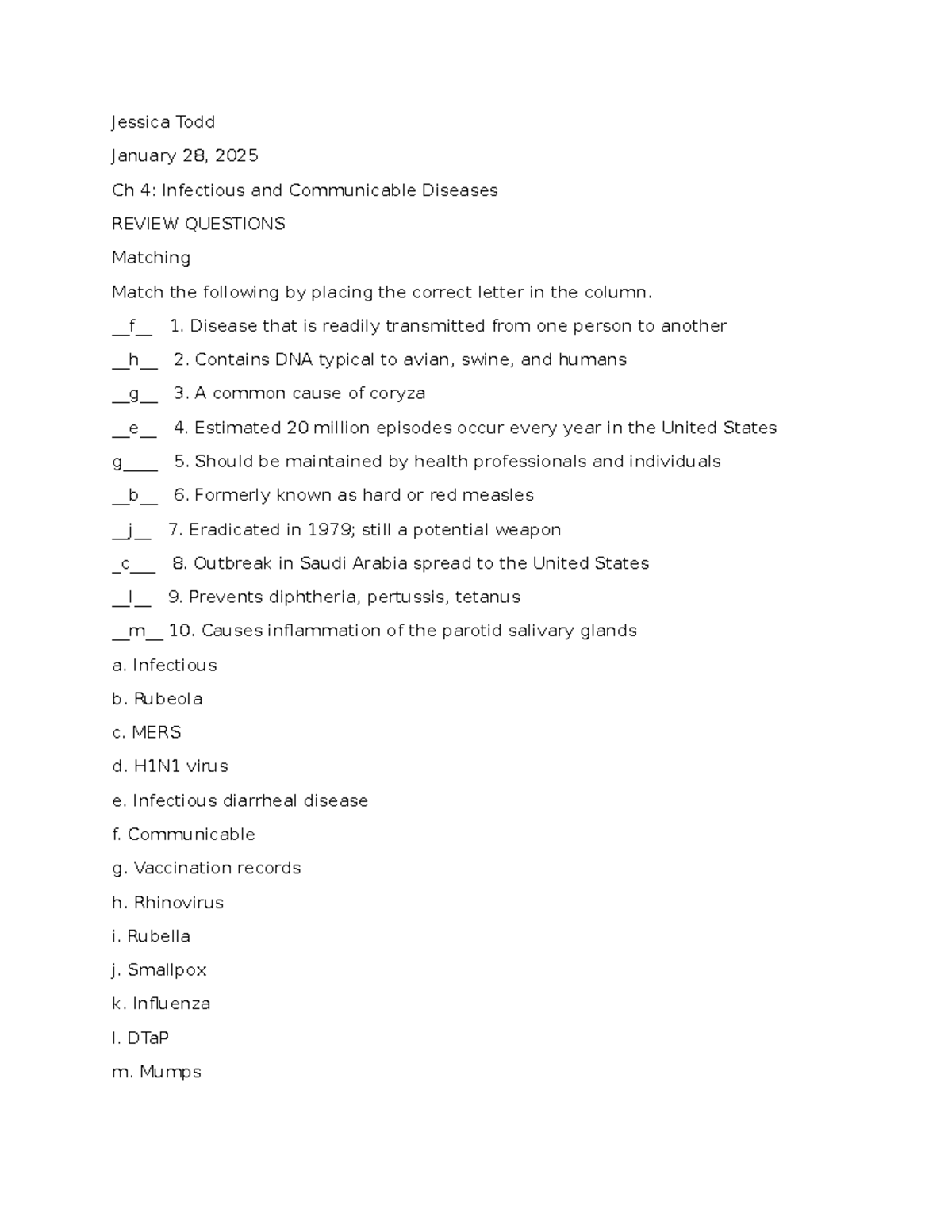 Ch 4: Review on Infectious and Communicable Diseases (MID) - Studocu
