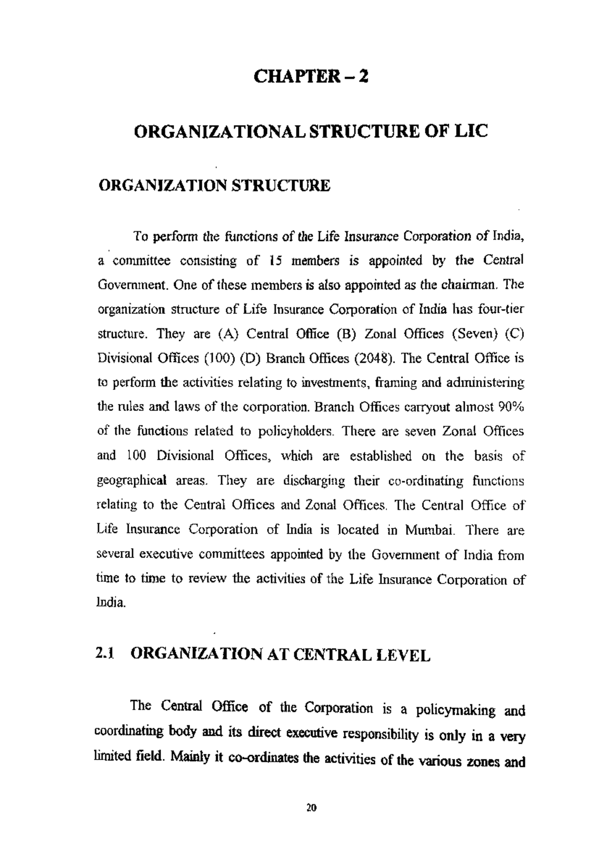 UNIT IV - Organizational Structure of LIC: A Comprehensive Overview ...