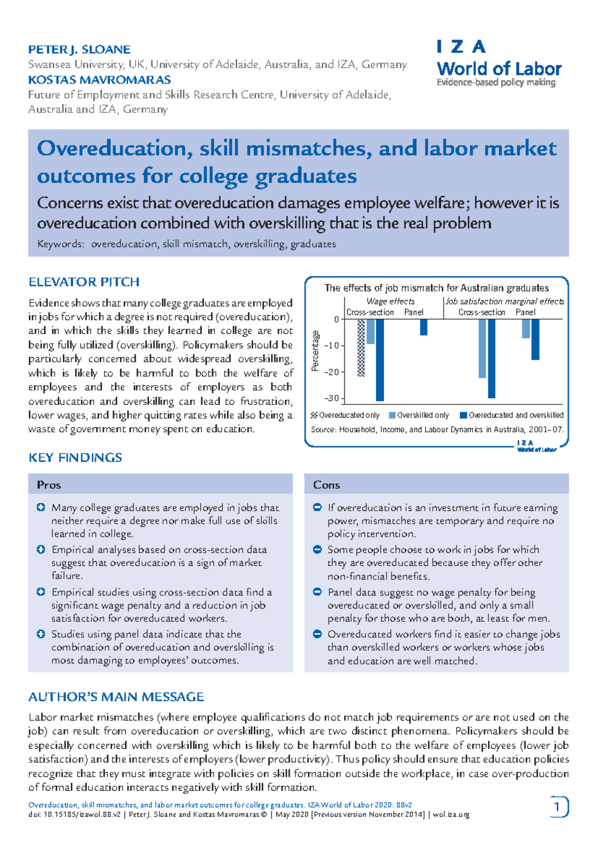 Overeducation, Skill Mismatches, and Labor Market Outcomes for ...