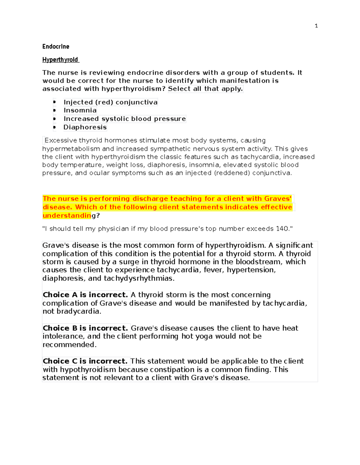 Endocrine Disorders Review - Hyperthyroid, Hypothyroid & More (NUR 101 ...