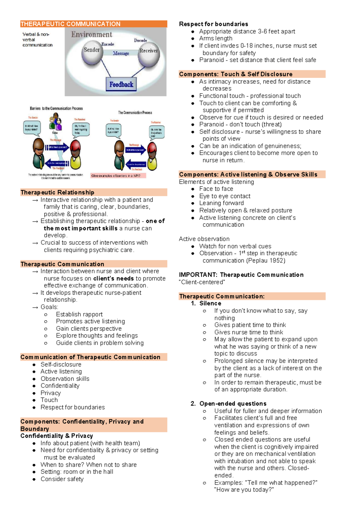Therapeutic Communication in Nursing: Key Concepts and Techniques - Studocu