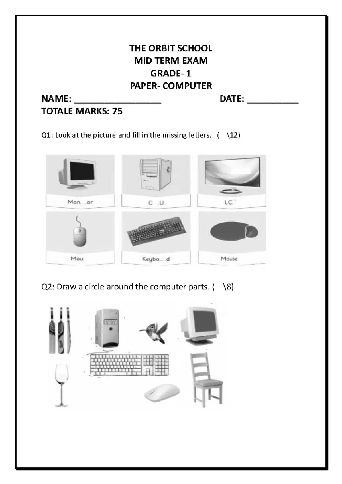 COMPUTER MIDTERM EXAM 1 - THE ORBIT SCHOOL - Studocu