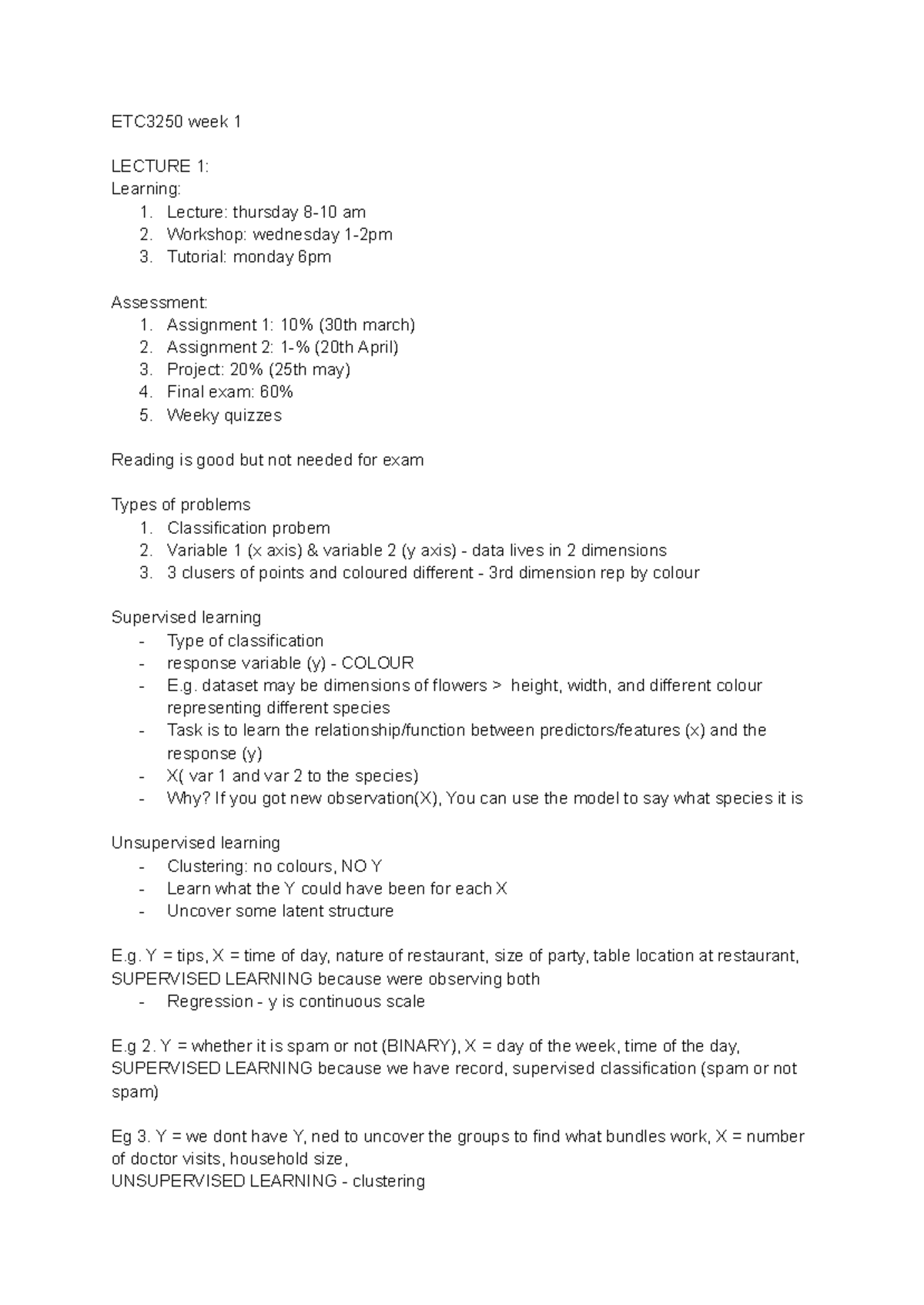 ETC3250 (add it to ipad) - ETC3250 week 1 LECTURE 1: Learning: 1 ...