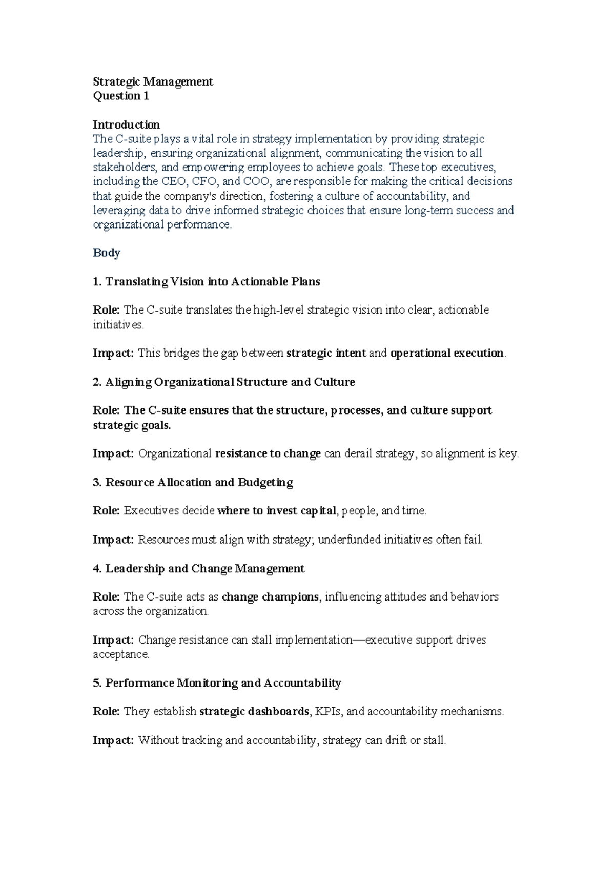 Strategic Management - ASSIGNMENT Overview and Key Insights - Studocu