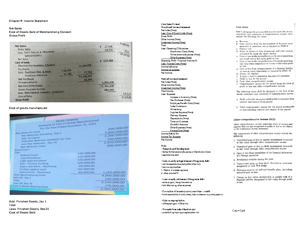Ch9 CFAS - Income Statement Overview and Key Components - Studocu