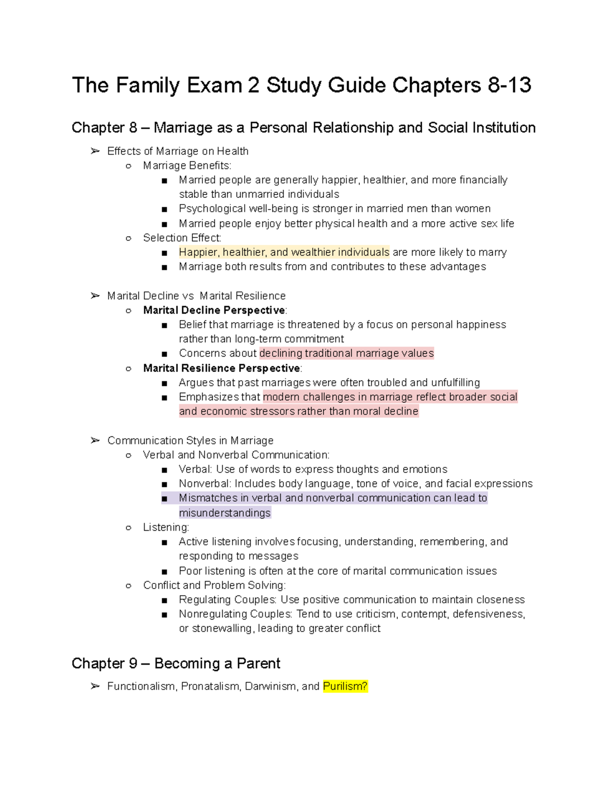 The Family Exam 2 Study Guide: Key Concepts from Chapters 8-12 - Studocu