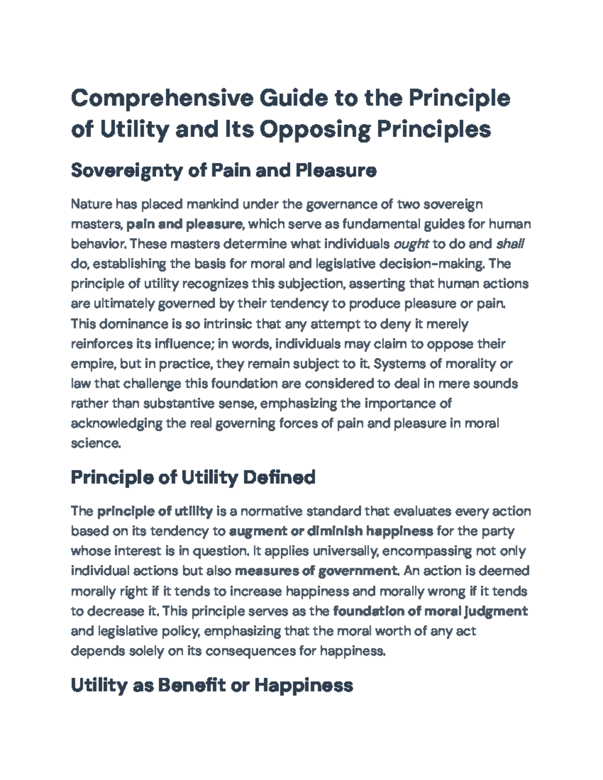 Comprehensive Guide to the Principle of Utility (PHIL101) and Its ...