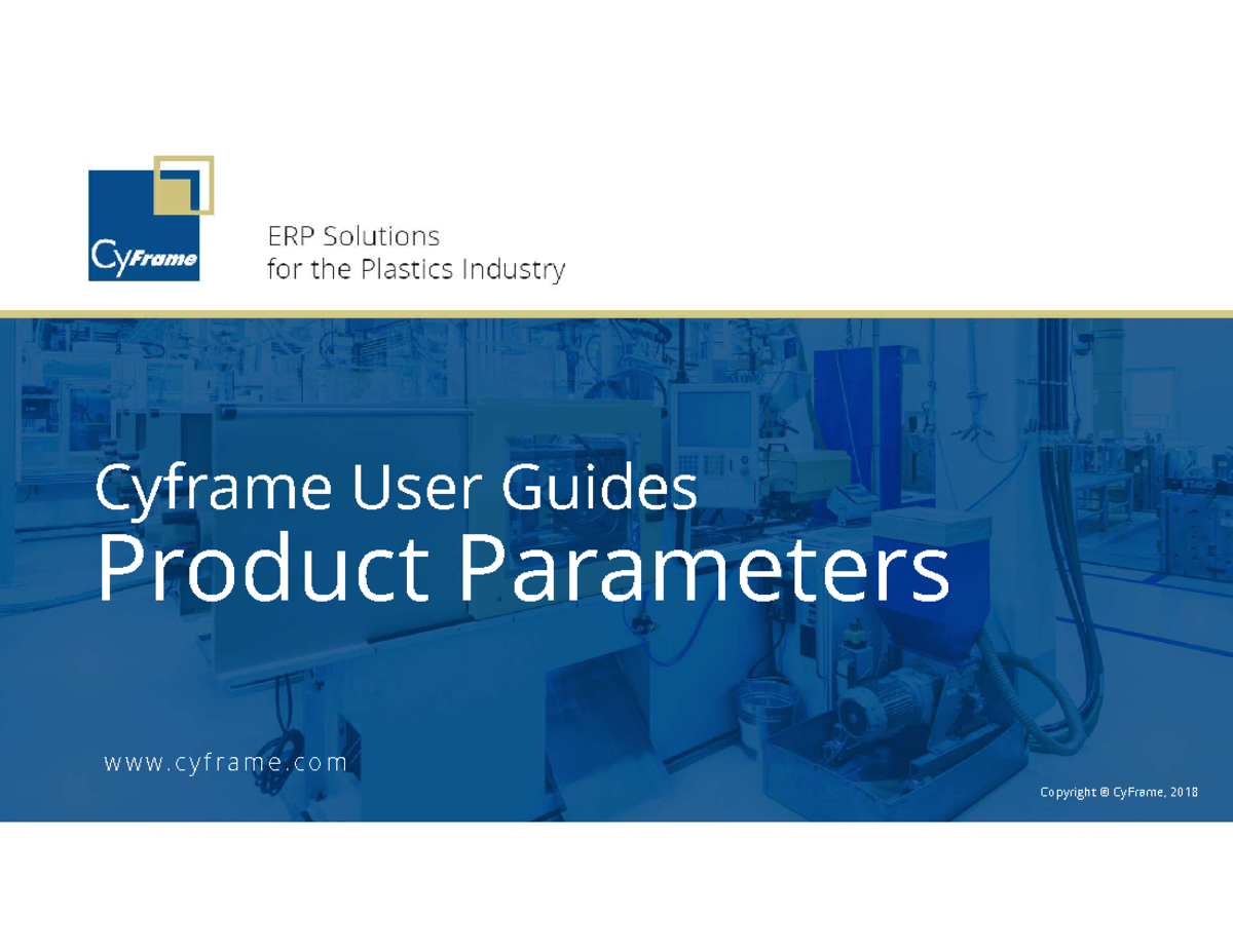 Product Parameters Guide for CyFrame Users (2018) - Studocu