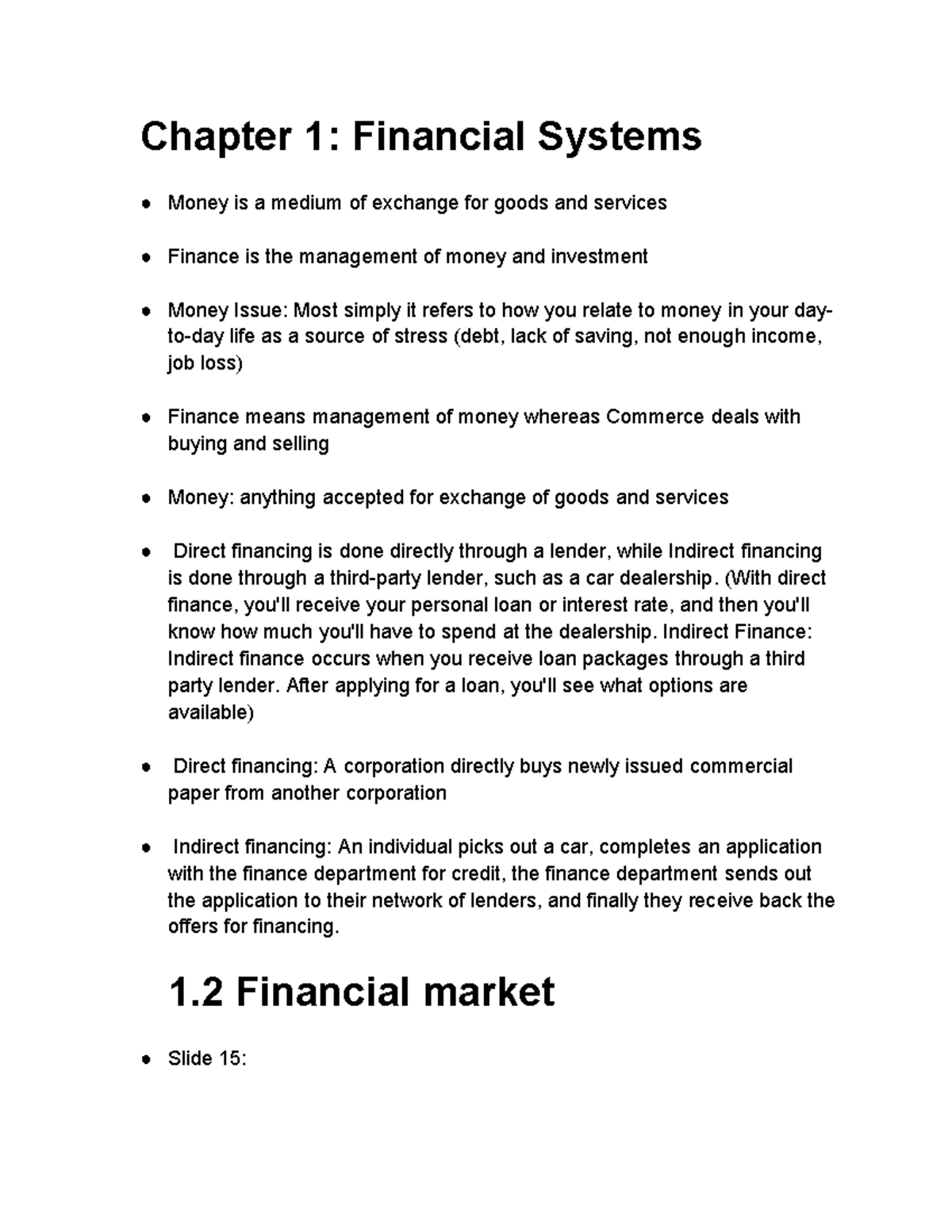 Financial Markets & Instruments: Chapter 1 Overview - Studocu