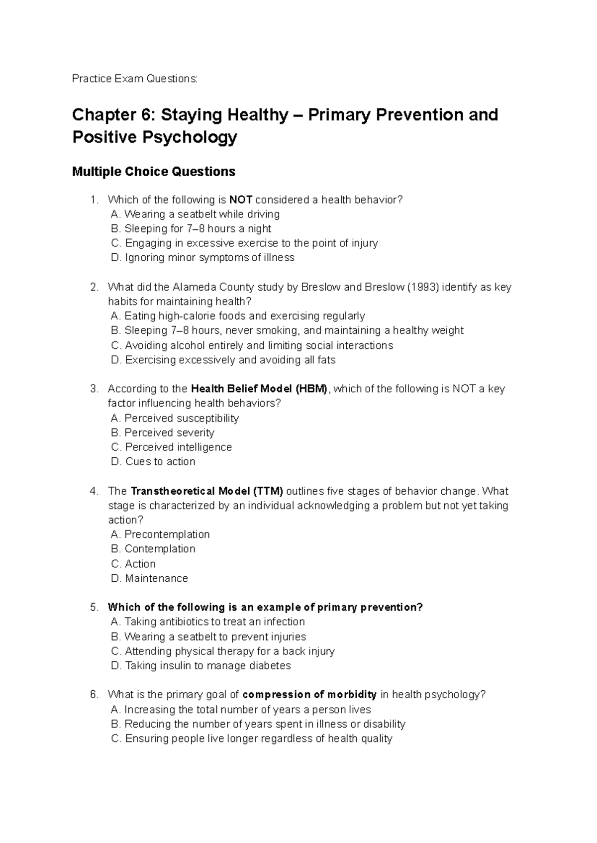 Chapter 6 Practice Questions - Practice Exam Questions: Chapter 6 ...