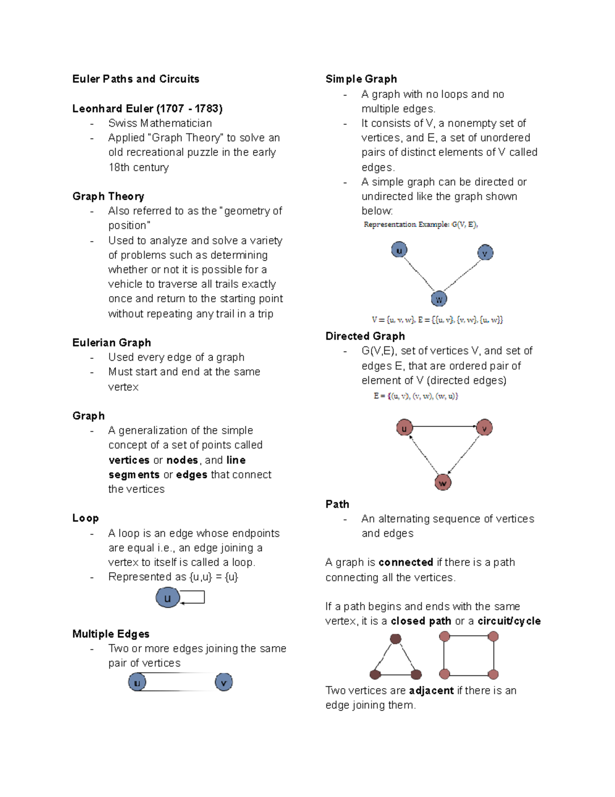 MMW Finals Notes: Graph Theory and Euler Paths Overview - Studocu