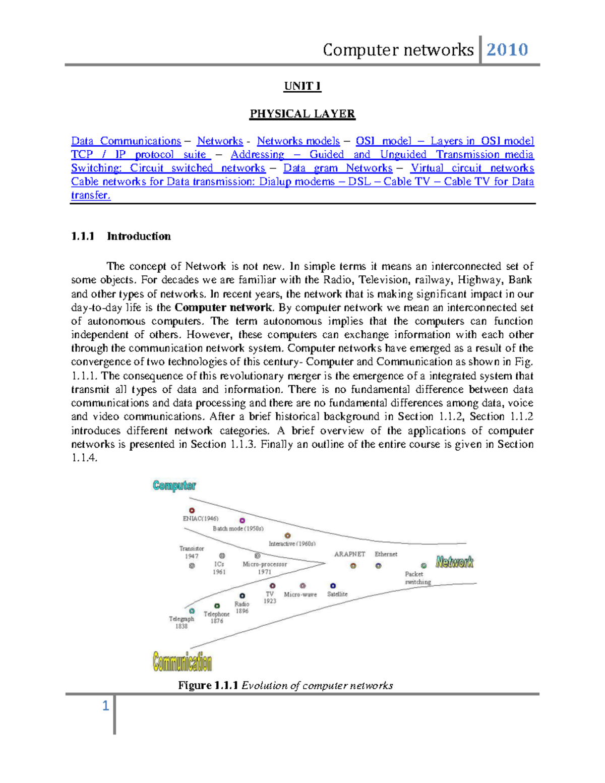 Computer Networks - Lecture Notes - UNIT I PHYSICAL LAYER Data ...