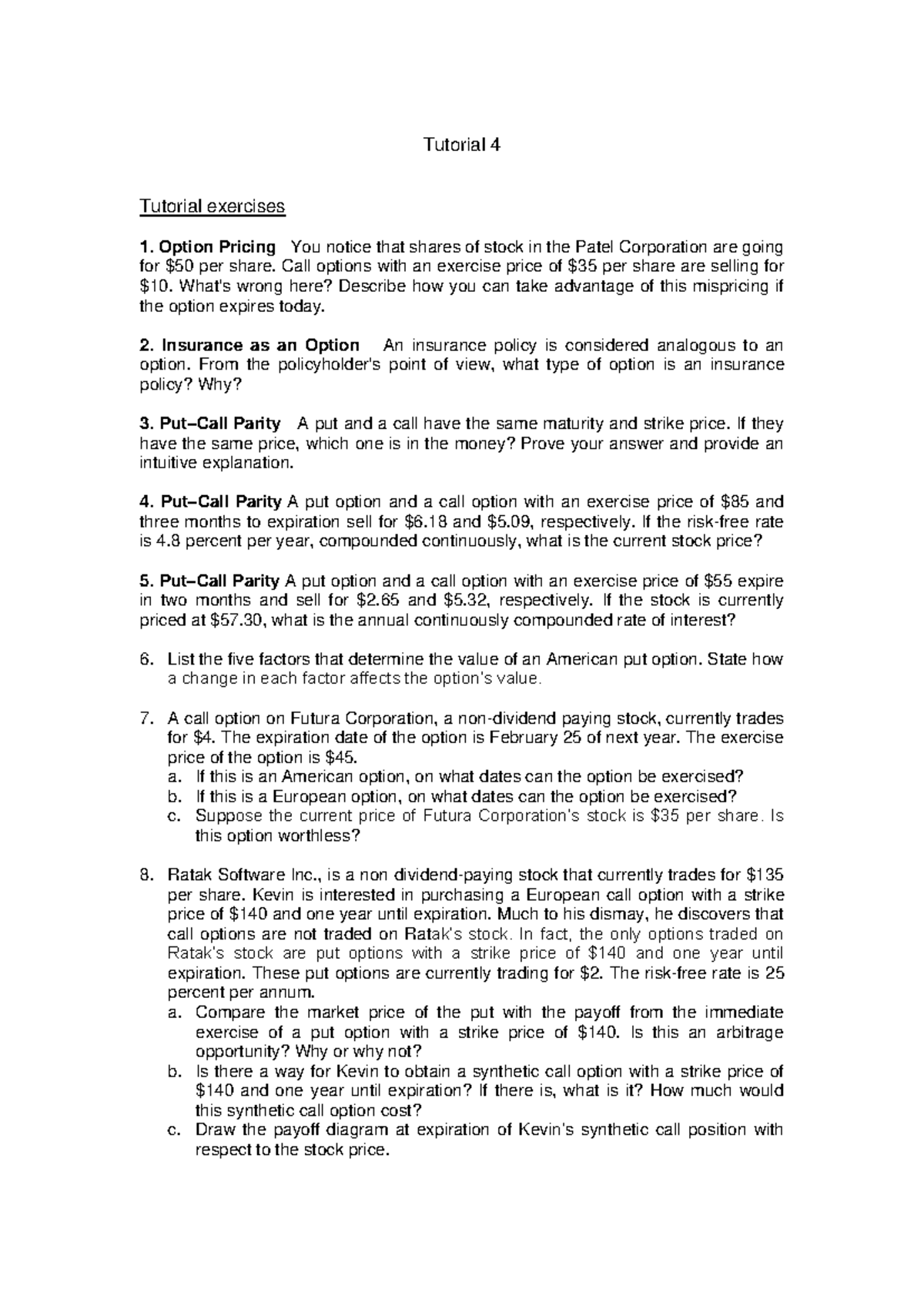 Tutorial 4 - Key Questions for TUTE 4 - ADL UNI - CORPFIN 3507 - Studocu