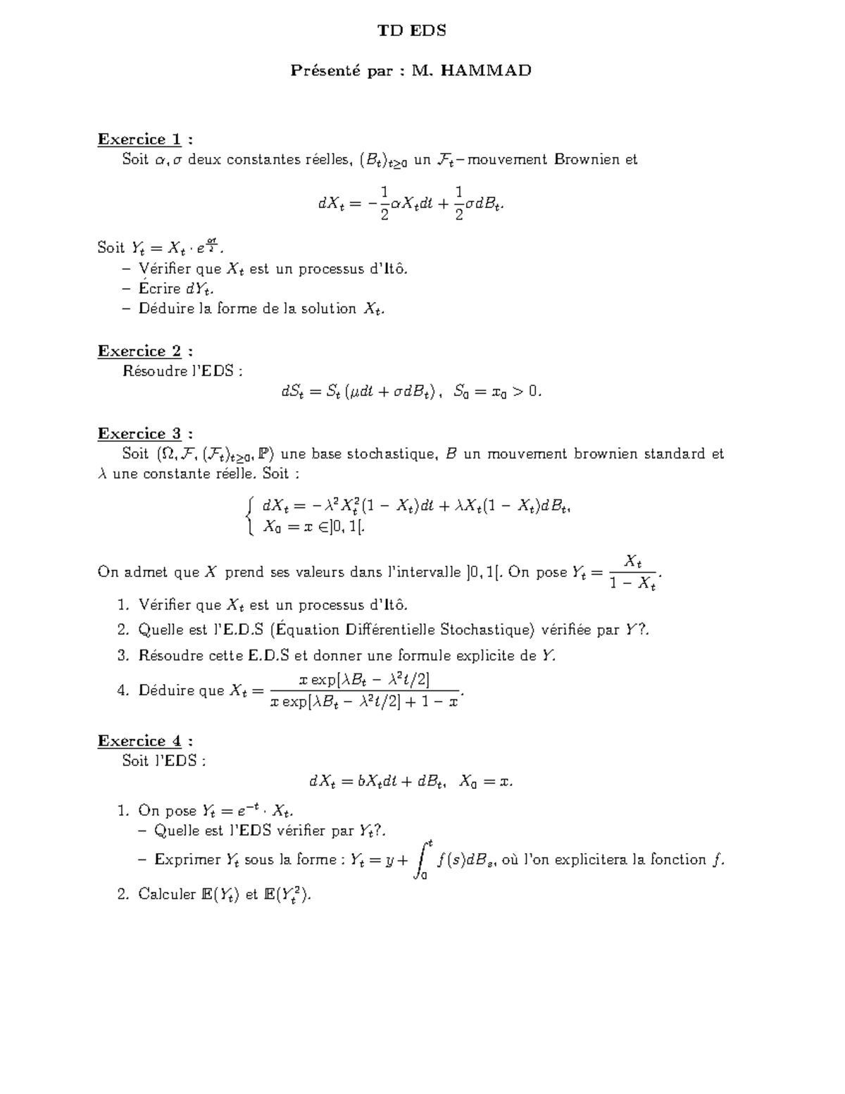 TD-Eq-Diff - Exercices de M. HAMMAD sur les Équations Différentielles ...