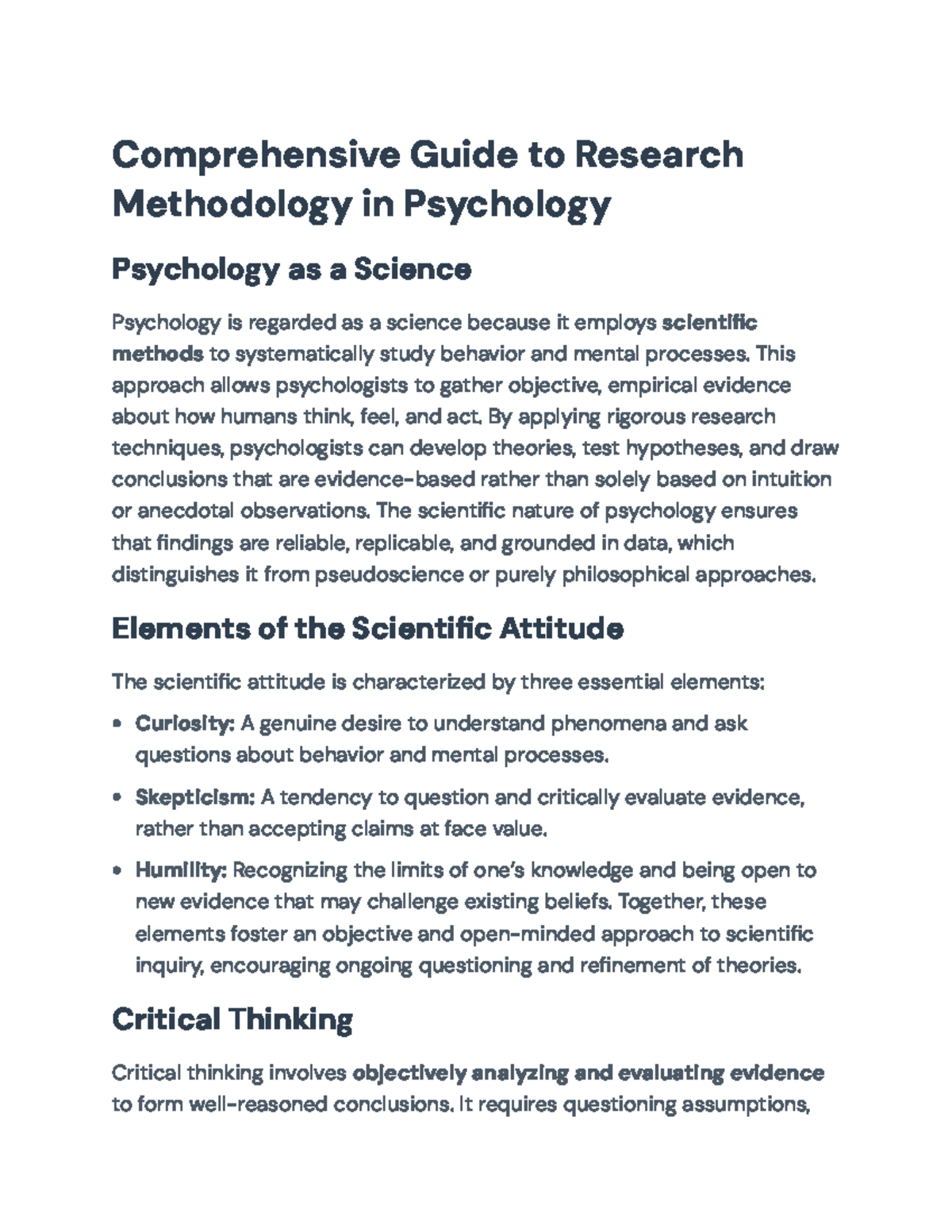 Comprehensive Guide to Research Methodology in Psychology: Key Concepts ...