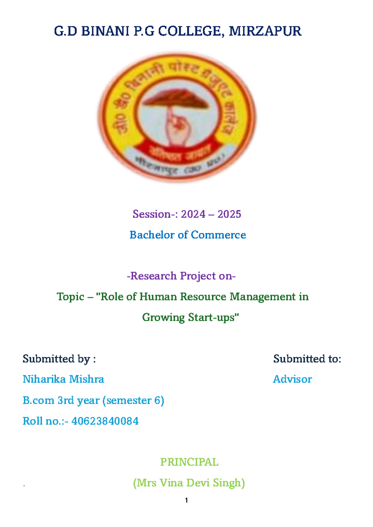B.Com 3rd Year Project: Human Resource Management Insights - Studocu