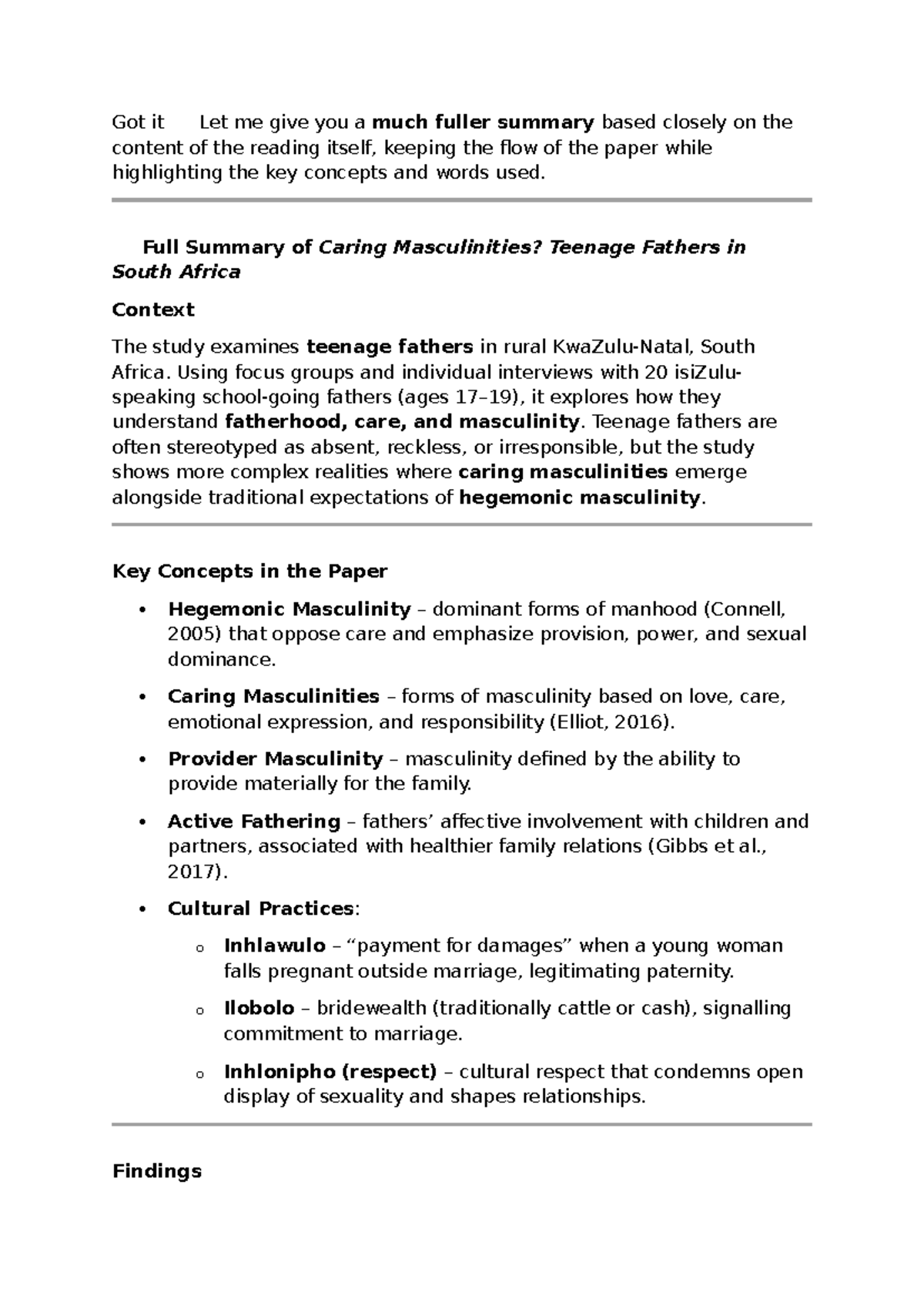 Caring Masculinities in Teenage Fathers: A Study in South Africa - Studocu