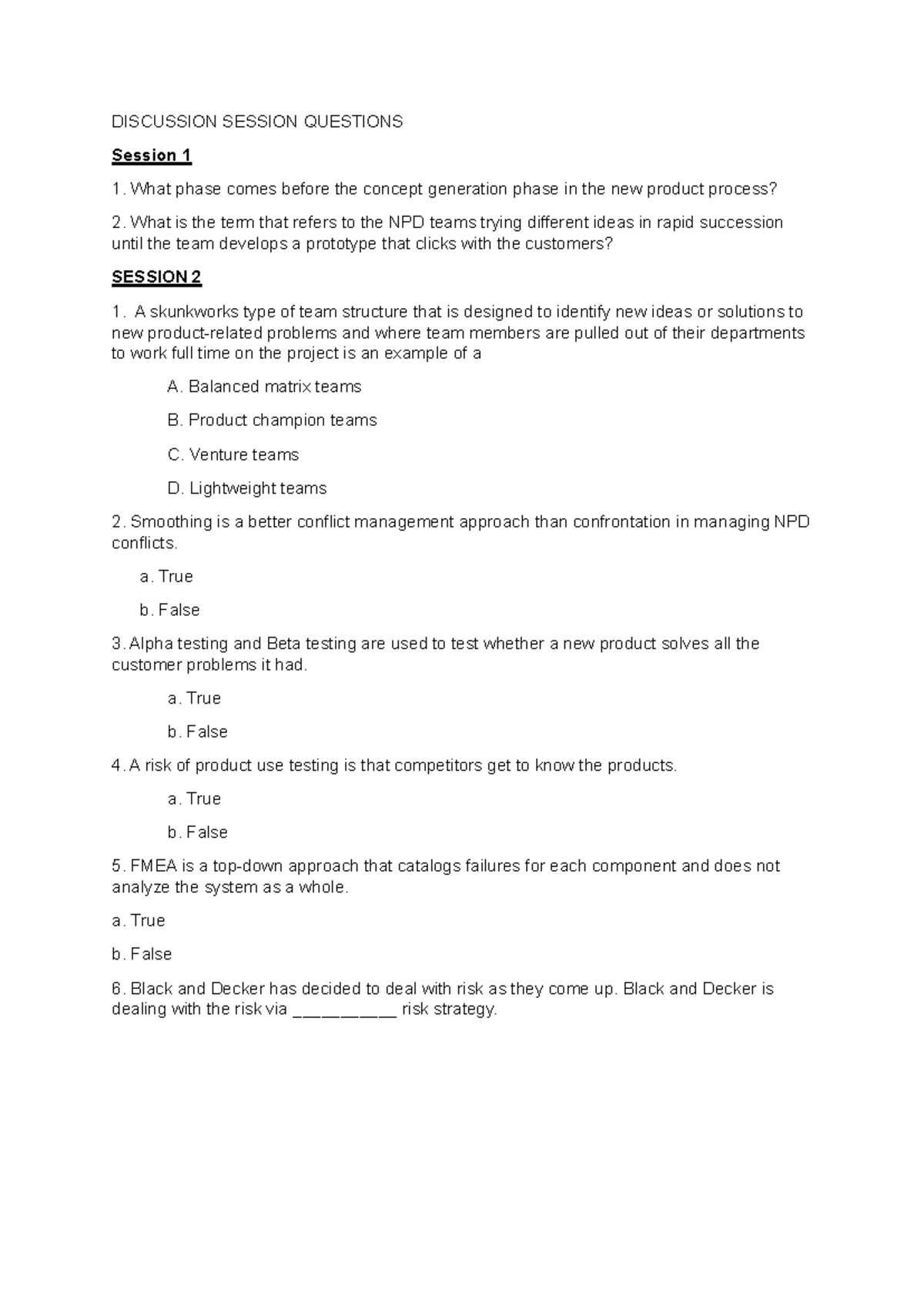 NPD DISCUSSION SESSION QUESTIONS: Insights & Answers - Studeersnel