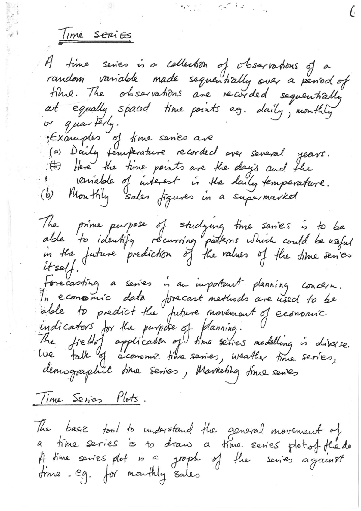 Time Series Analysis Notes for ECON 101 - Studocu