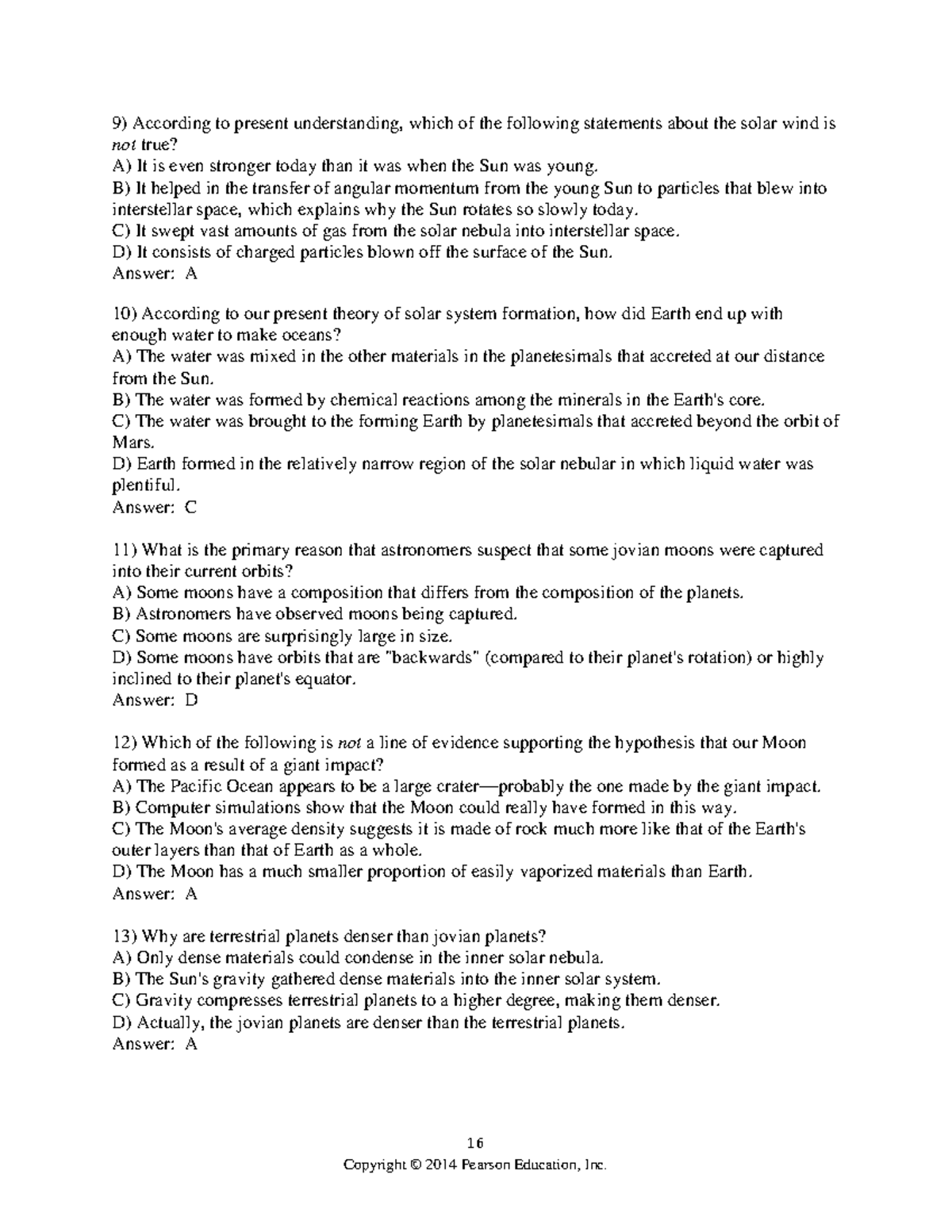 Testbank for The Cosmic Perspective (7th Ed): Solar System Concepts ...