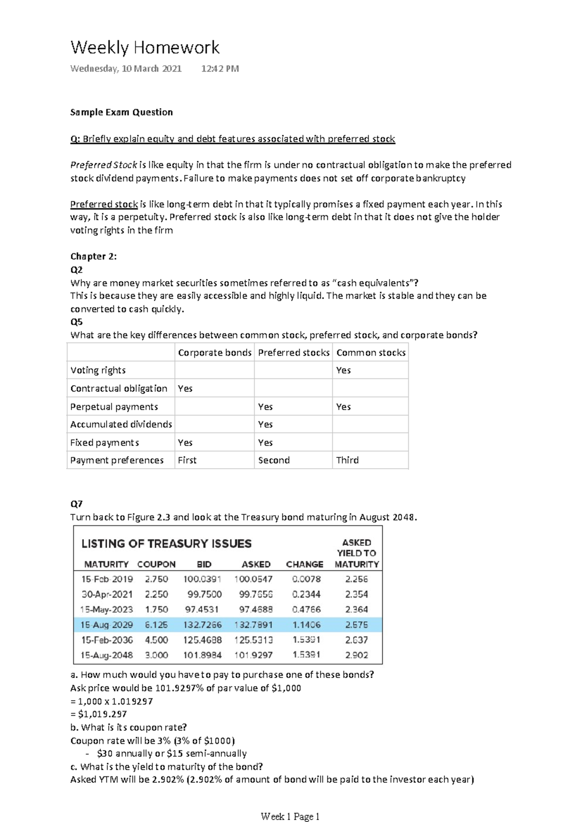 Week 1 Hw - Week 1 tutorial work that is gone through - Sample Exam ...